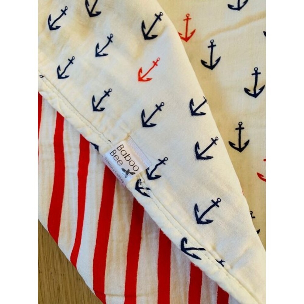 handmade baby blanket - tummy time mat - organic coton - nautical theme